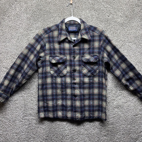 Pendleton Adults Board Plaid Vintage 60'-70's Virgin Wool Long Sleeve Shirt SZ L